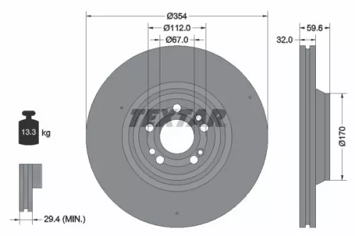 2x Textar Front Vented Brake Discs Pair For Mercedes Gle