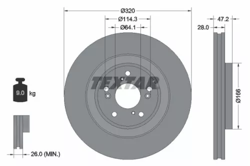 2x Textar Front Vented Brake Discs Pair For Honda Cr-v