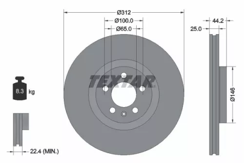 2x Textar Front Vented Brake Discs Pair For Audi A1 A1 Allstreet A1 City Carver