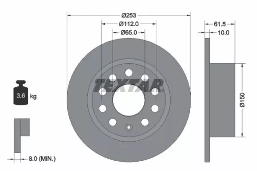 2x Textar Rear Solid Brake Discs Pair For Skoda Skoda (Svw) Octavia