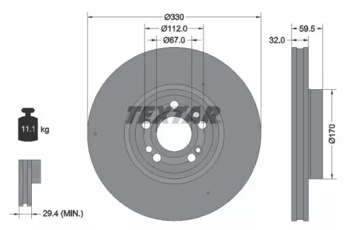 2x Textar Front Vented Brake Discs Pair For Mercedes Gle