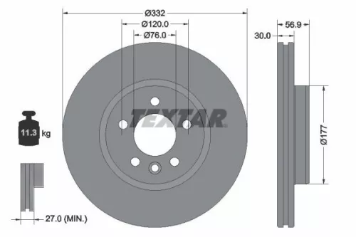 2x Textar Front Vented Brake Discs Pair For Vw Amarok