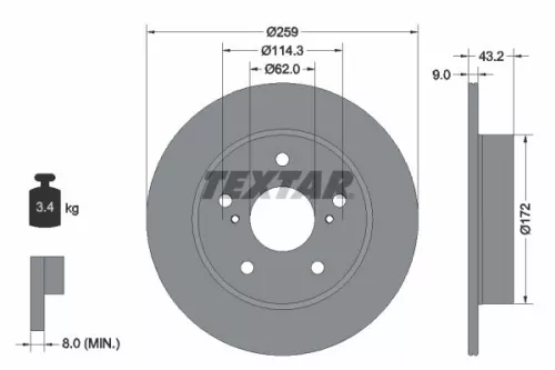 2x Textar Rear Solid Brake Discs Pair For Suzuki Suzuki (Changan) Swift Vitara