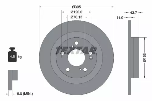 2x Textar Rear Solid Brake Discs Pair For Honda Civic