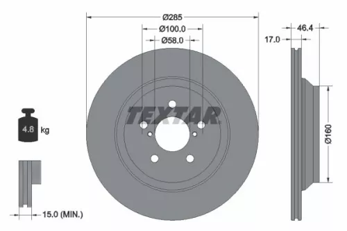 2x Textar Rear Vented Brake Discs Pair For Subaru Crosstrek Impreza Xv