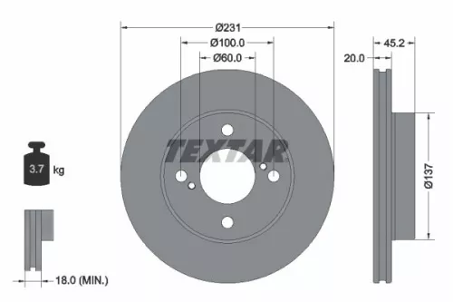 2x Textar Front Vented Brake Discs Pair For Suzuki Ignis