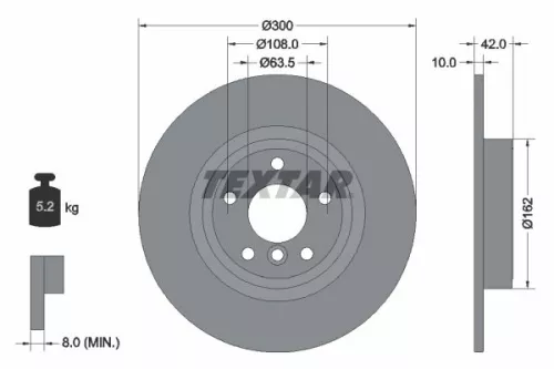 2x Textar Rear Solid Brake Discs Pair For Jaguar Xe Xf