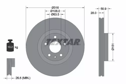 2x Textar Front Vented Brake Discs Pair For Ford Lincoln Mkz Mondeo