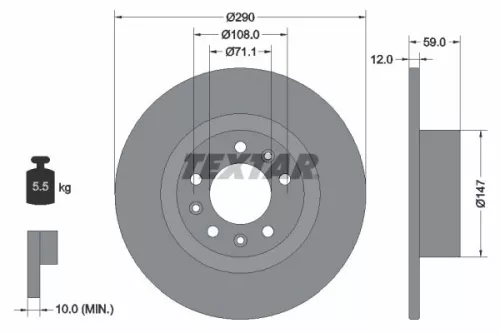 2x Textar Rear Solid Brake Discs Pair For Peugeot 508 Sw