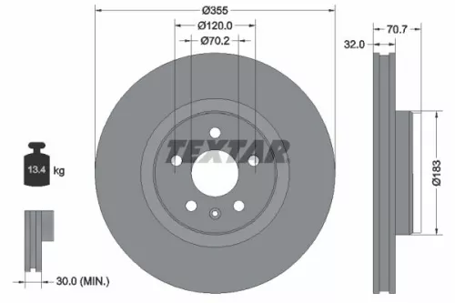 2x Textar Front Vented Brake Discs Pair For Tesla Model S Model X