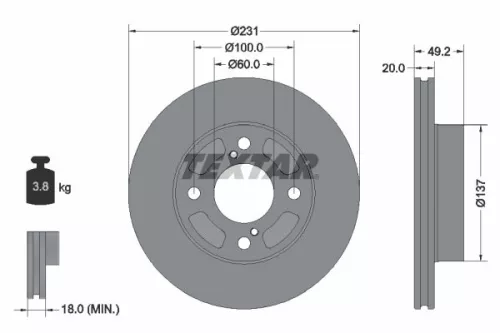 2x Textar Front Vented Brake Discs Pair For Maruti Suzuki Suzuki Celerio