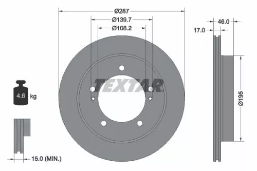 2x Textar Front Vented Brake Discs Pair For Santana Suzuki 300/350 Jimny