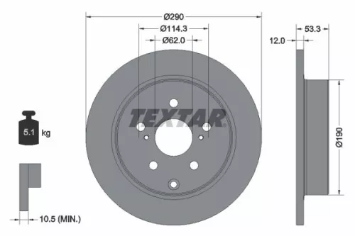 2x Textar Rear Solid Brake Discs Pair For Toyota Toyota (Gac) Mirai Prius Plus V