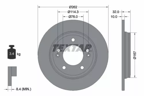 2x Textar Rear Solid Brake Discs Pair For Hyundai Kia Creta Elantra I20 Ioniq Ni