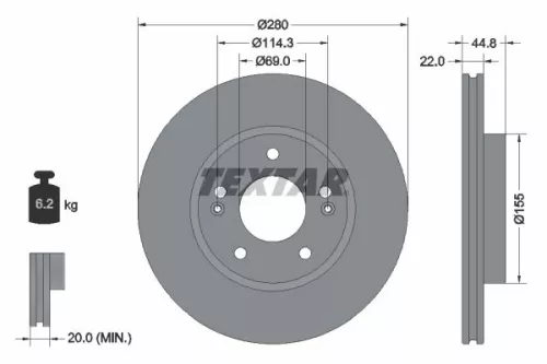 2x Textar Front Vented Brake Discs Pair For Hyundai Kia Ioniq Niro Niro Plus