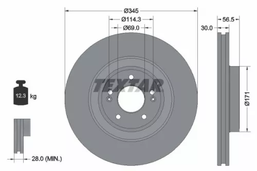 2x Textar Front Vented Brake Discs Pair For Genesis Kia G70 Stinger