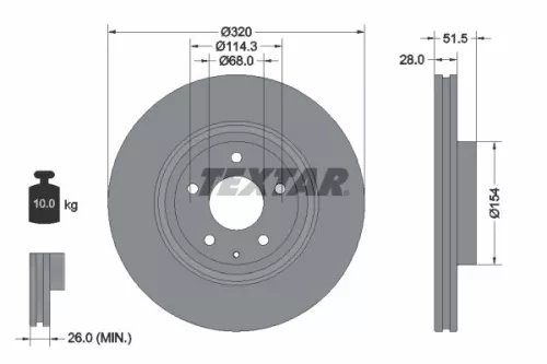 2x Textar Front Vented Brake Discs Pair For Mazda 6 Cx-5 Cx-9