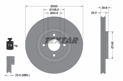 2x Textar Front Vented Brake Discs Pair For Ford Ford Australia Ecosport