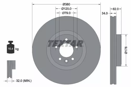 2x Textar Front Vented Brake Discs Pair For Land Rover Defender Discovery Range 