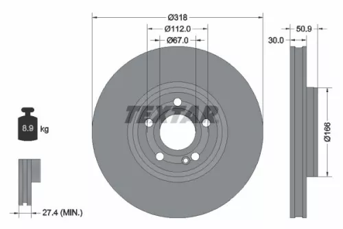 2x Textar Front Vented Brake Discs Pair For Mercedes Mercedes (Bbdc) A-class B-c
