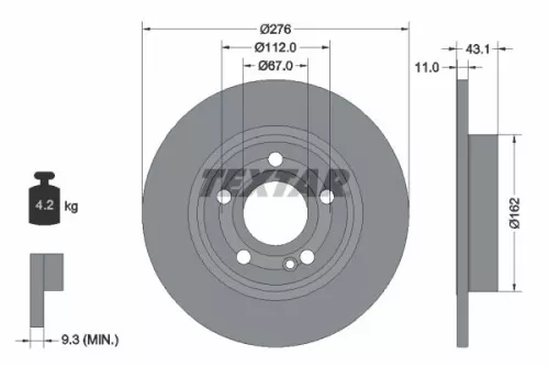 2x Textar Rear Solid Brake Discs Pair For Mercedes Mercedes (Bbdc) A-class B-cla