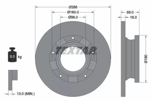 2x Textar Rear Solid Brake Discs Pair For Ford Ford (Jmc) Ford Australia Tourneo