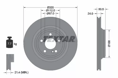 2x Textar Rear Vented Brake Discs Pair For Mercedes Sl