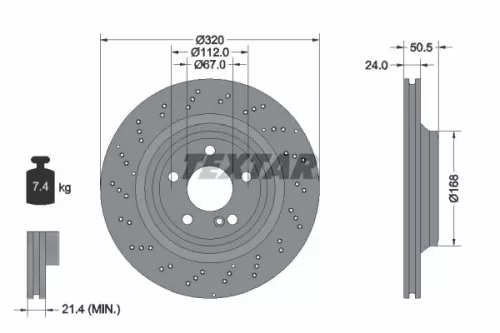 2x Textar Rear Perforated Brake Discs Pair For Mercedes Sl