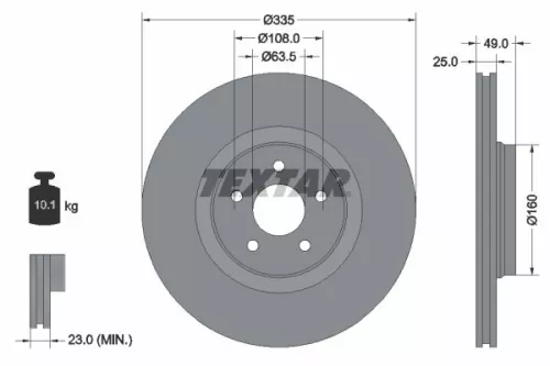 2x Textar Front Vented Brake Discs Pair For Ford Ford Australia Lincoln Focus Mk