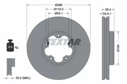 2x Textar Front Vented Brake Discs Pair For Ford Tourneo Custom Transit Transit 