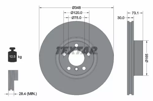 Textar Single Front Left Vented Brake Disc For Bmw X4                              