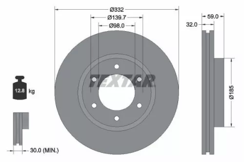2x Textar Front Vented Brake Discs Pair For Changan Ford Ford (Jmc) Ford Asia & 