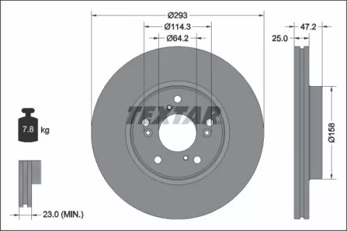 2x Textar Front Vented Brake Discs Pair For Honda Honda (Dongfeng) Honda (Gac) A