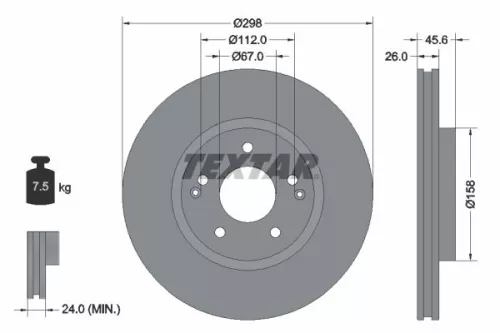 2x Textar Front Vented Brake Discs Pair For Kg Mobility Ssangyong Actyon Actyon 