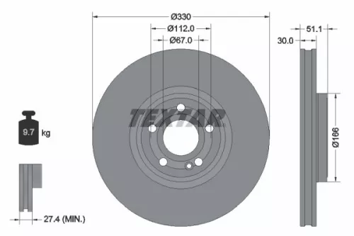 2x Textar Front Vented Brake Discs Pair For Mercedes Mercedes (Bbdc) A-class B-c