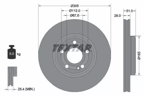 2x Textar Front Vented Brake Discs Pair For Mercedes Mercedes (Bbdc) A-class B-c