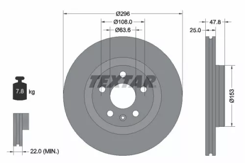 2x Textar Front Vented Brake Discs Pair For Lynk & Co Volvo Volvo Asia 01 Xc40