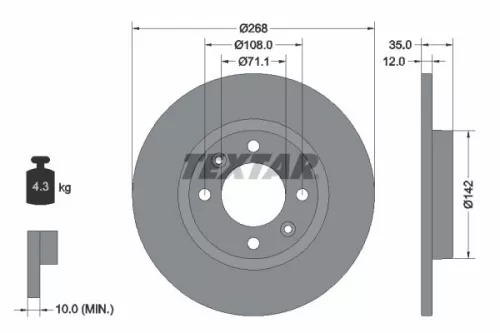 2x Textar Rear Solid Brake Discs Pair For Citroën Ds Opel Peugeot Vauxhall 2008 