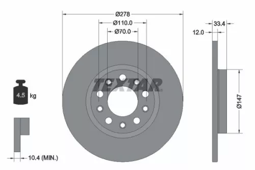 2x Textar Rear Solid Brake Discs Pair For Chrysler Jeep Jeep (Gac Fca) 200 Chero