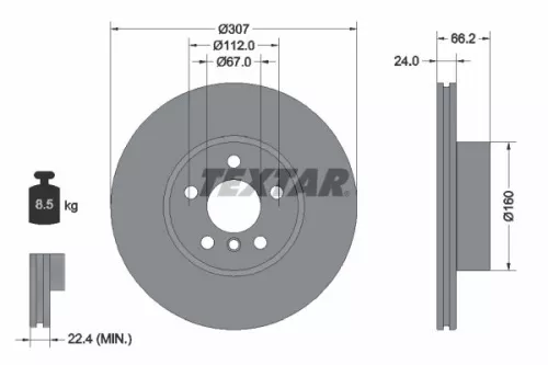 2x Textar Front Vented Brake Discs Pair For Bmw 2 3 4 Series