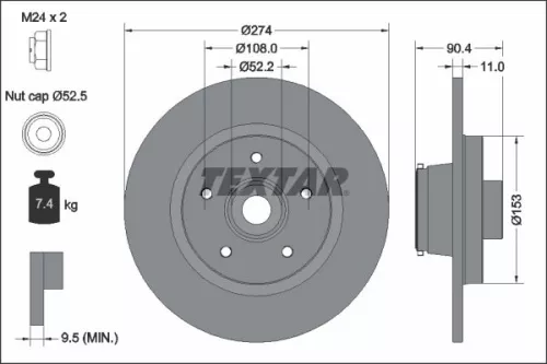 2x Textar Rear Solid Brake Discs Pair For Mercedes Renault Citan Kangoo Kangoo /