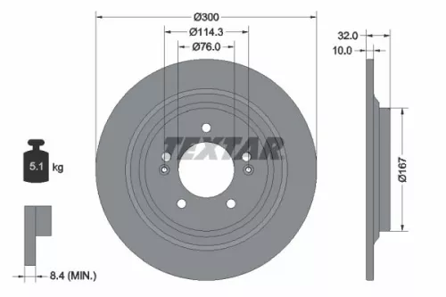 2x Textar Rear Solid Brake Discs Pair For Hyundai Kia Kia (Dyk) Cadenza Grandeur