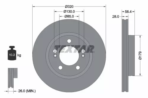 2x Textar Front Vented Brake Discs Pair For Kg Mobility Ssangyong Musso Musso Gr