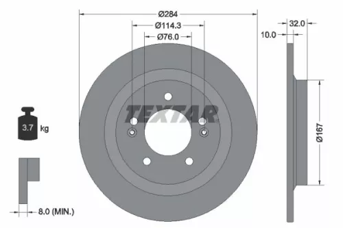 2x Textar Rear Solid Brake Discs Pair For Hyundai Hyundai (Beijing) Kia Kia (Dyk
