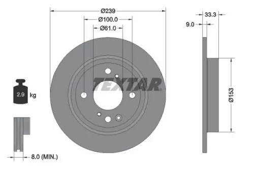 2x Textar Rear Solid Brake Discs Pair For Honda City Jazz