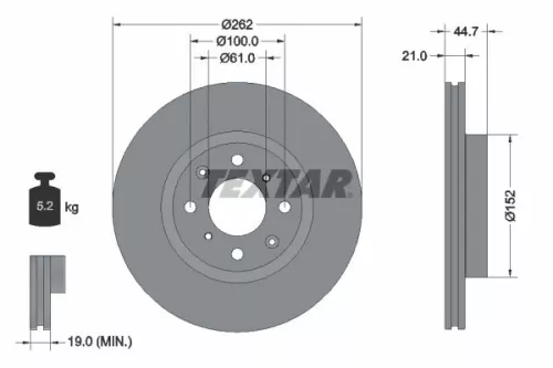 2x Textar Front Vented Brake Discs Pair For Honda City Jazz