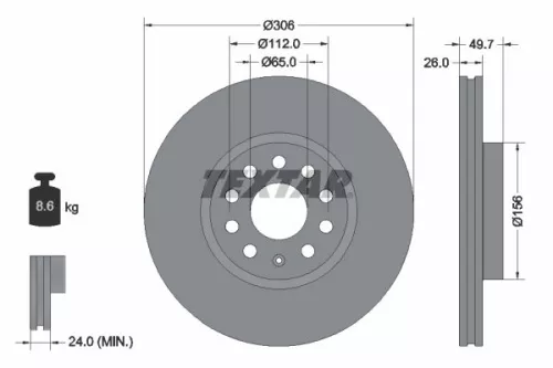 2x Textar Front Vented Brake Discs Pair For Audi Cupra Seat Skoda Vw A3 A3 Allst