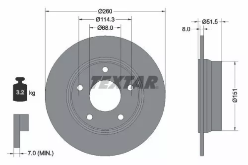 2x Textar Rear Solid Brake Discs Pair For Nissan (Dfac) Renault Samsung Arkana S