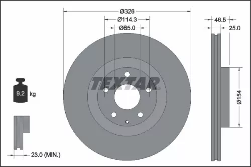 2x Textar Front Vented Brake Discs Pair For Mazda Mazda (Changan) Cx-30 Mx-30