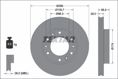2x Textar Front Vented Brake Discs Pair For Hyundai H350